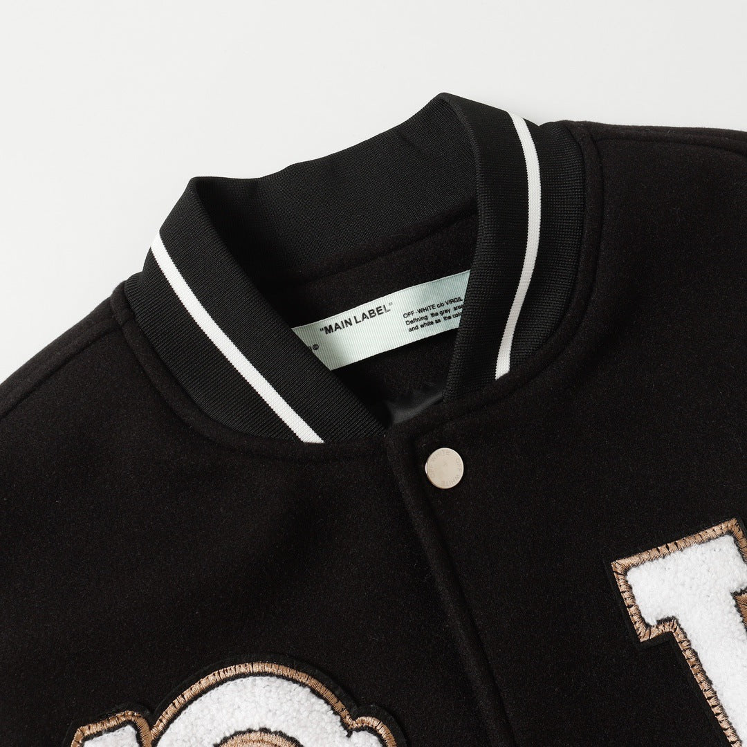 OFF WHITE Logic Patch varsity jacket