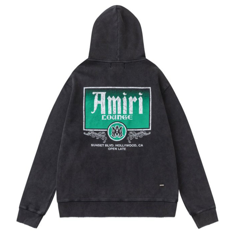 AMIRl Lounge Crystal Embellished Cotton Graphic Hoodie