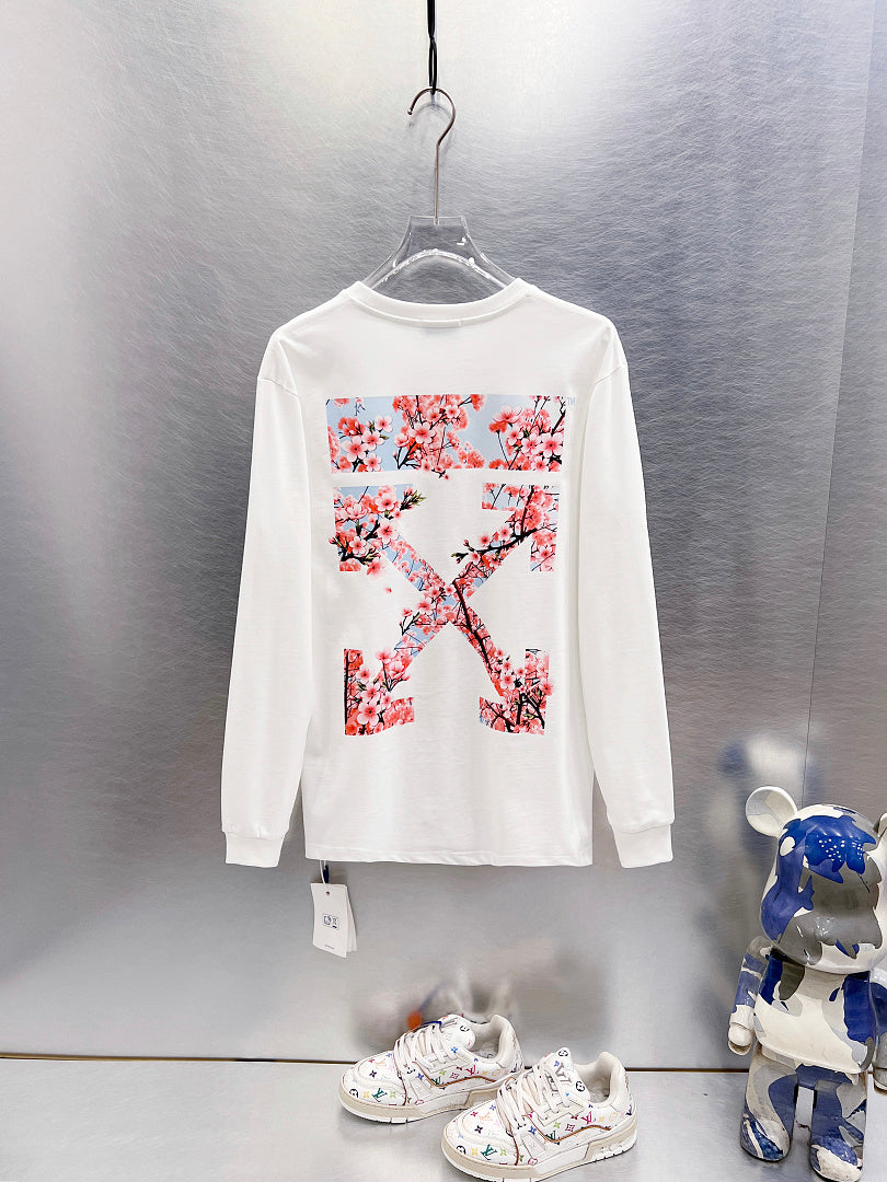 OFF-WHITE Cherry Blossom Print Long-Sleeve T-Shirt