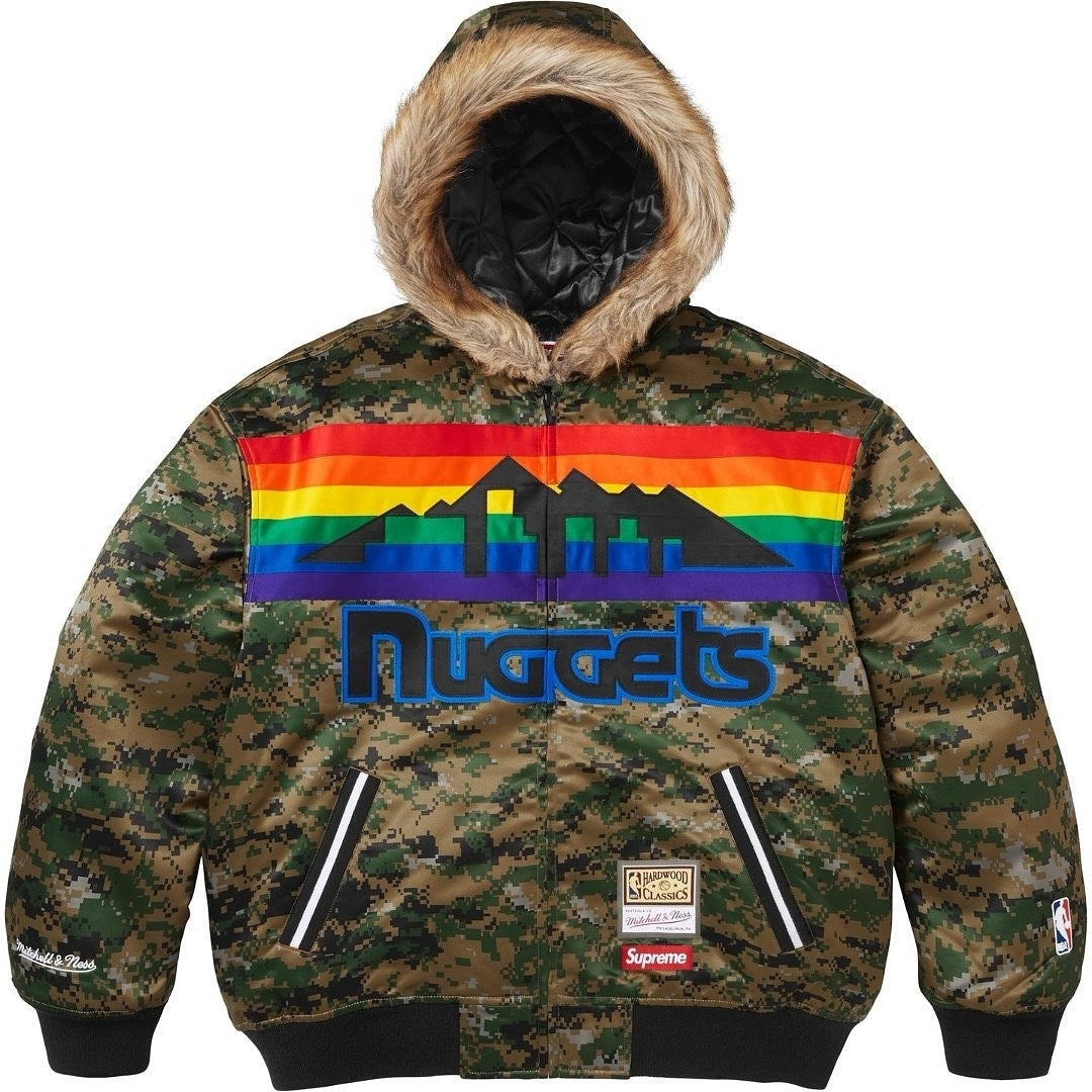 Supreme M & N Teams Hooded Satin Varsity Jacket