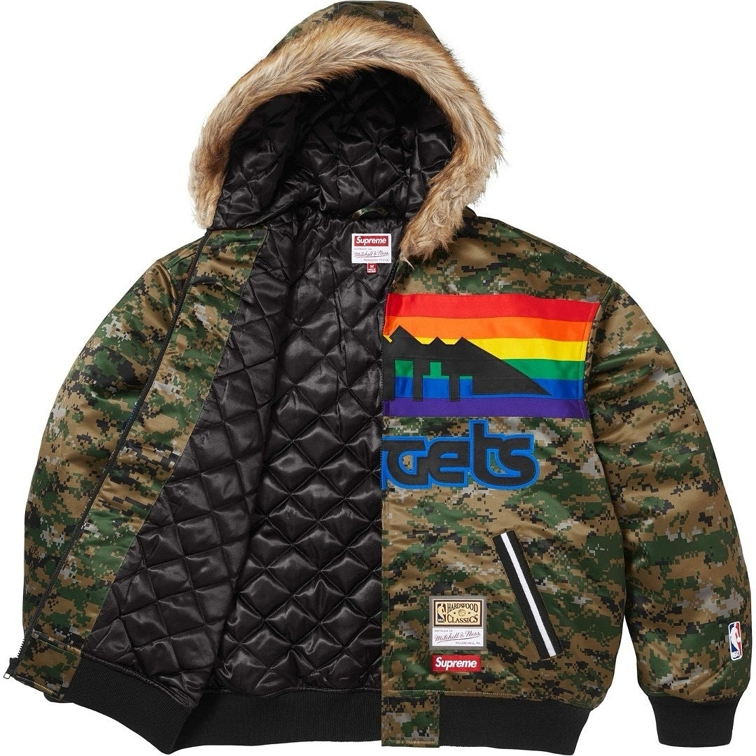 Supreme M & N Teams Hooded Satin Varsity Jacket