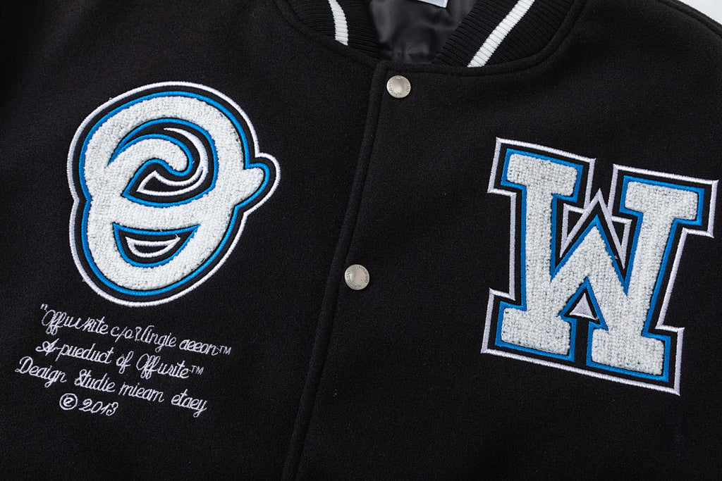 OFF WHITE Logic Patch varsity jacket